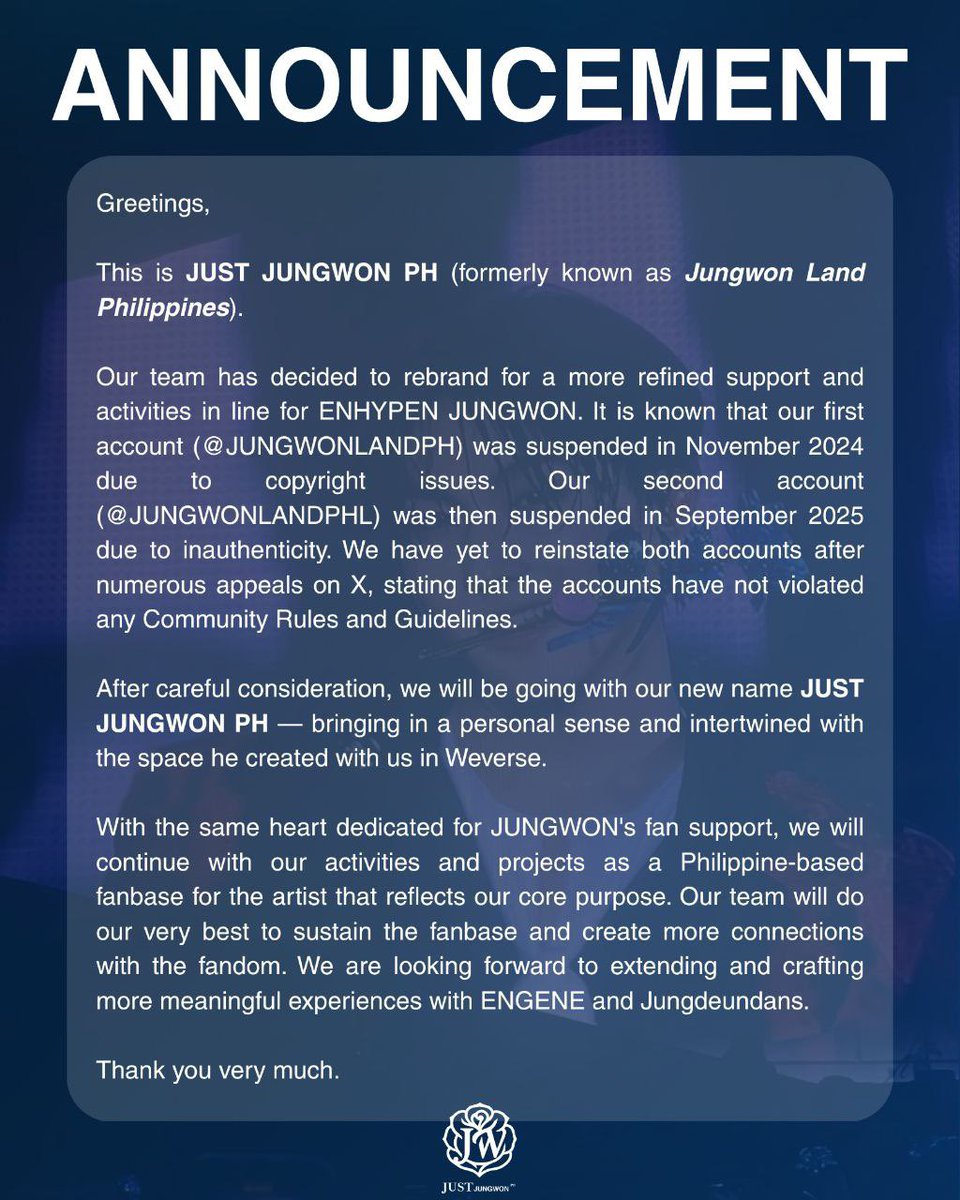 Official Rebranding Announcement

#JUSTJUNGWONPH
