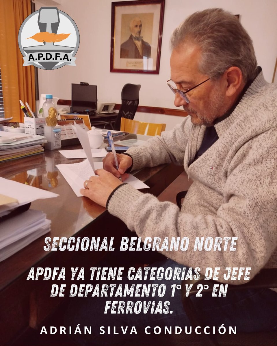apdfanacional's tweet photo. A partir de hoy APDFA suma las categorías de Jefe de Departamento 1° y Jefe de Departamento 2° en la línea Belgrano Norte (Ferrovias)
@ApdfaAdrian 
@ApdfaListaGris https://t.co/wFvQrl51Cl
