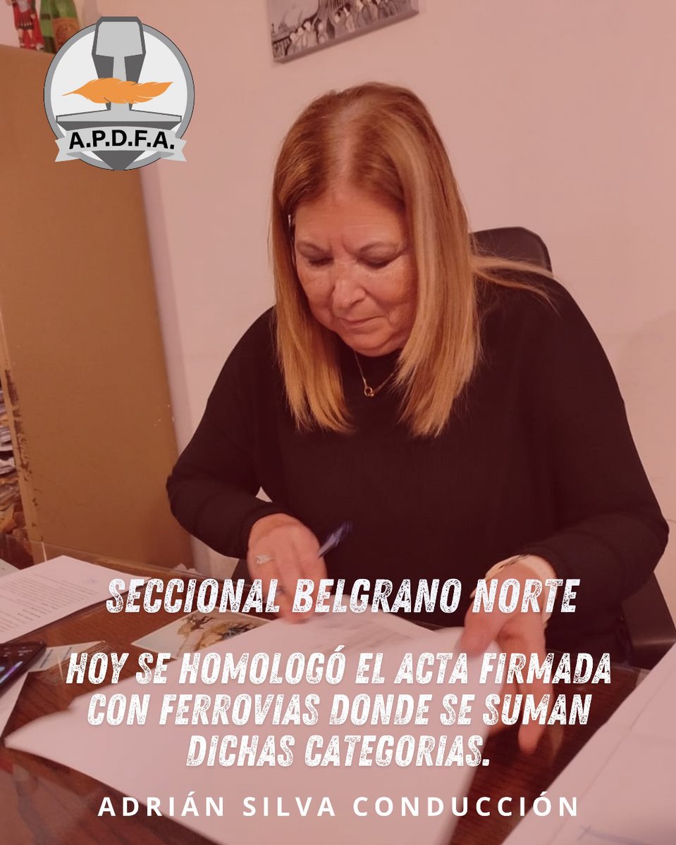 apdfanacional's tweet photo. A partir de hoy APDFA suma las categorías de Jefe de Departamento 1° y Jefe de Departamento 2° en la línea Belgrano Norte (Ferrovias)
@ApdfaAdrian 
@ApdfaListaGris https://t.co/wFvQrl51Cl