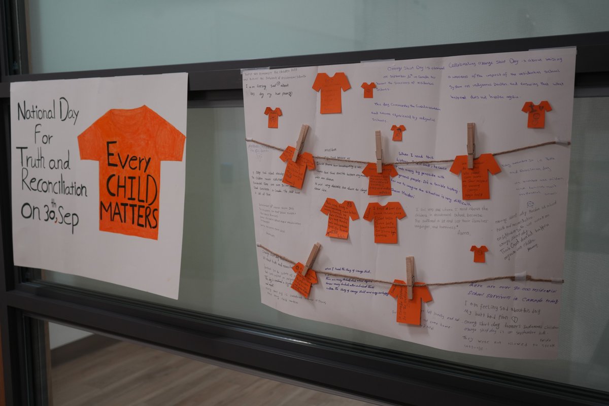 Students from our LINC (Language Instruction for Newcomers to Canada) program created meaningful collages to honour the National Day for Truth and Reconciliation. A powerful expression of learning, reflection, and solidarity 🧡