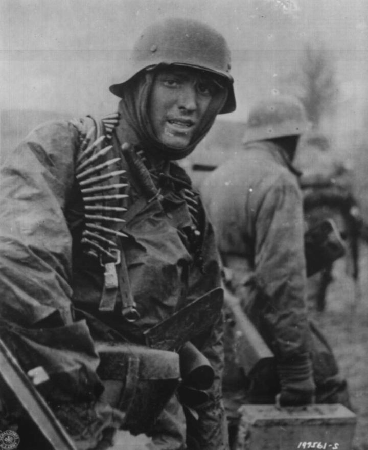 WW2Facts's tweet image. A heavily-armed German soldier during the Ardennes Offensive (Battle of the Bulge), in December, 1944.

#History #WWII