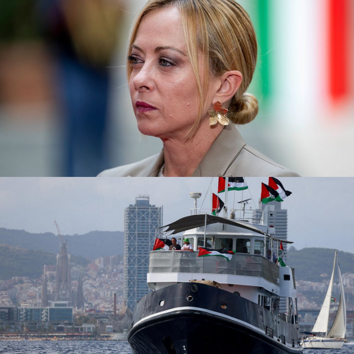 LBleuBlancRouge's tweet photo. 🗣️🇮🇹 Giorgia Meloni à propos de « la Flotille de la Liberté » : 

« J’ai lu avec stupéfaction les propos de la Flottille m’accusant de considérer les civils non armés et les navires chargés d’aide comme un « danger ».

La vérité est simple : l’aide peut être acheminée en toute sécurité par les canaux sécurisés déjà en place. Persister à imposer un blocus naval revient à se rendre, consciemment ou non, l’instrument de ceux qui cherchent à compromettre toute possibilité de cessez-le-feu.

Alors, épargnez-nous les leçons de morale sur la paix si votre objectif est l'escalade. Et n'exploitez pas la population civile de Gaza si son sort ne vous préoccupe pas vraiment. »