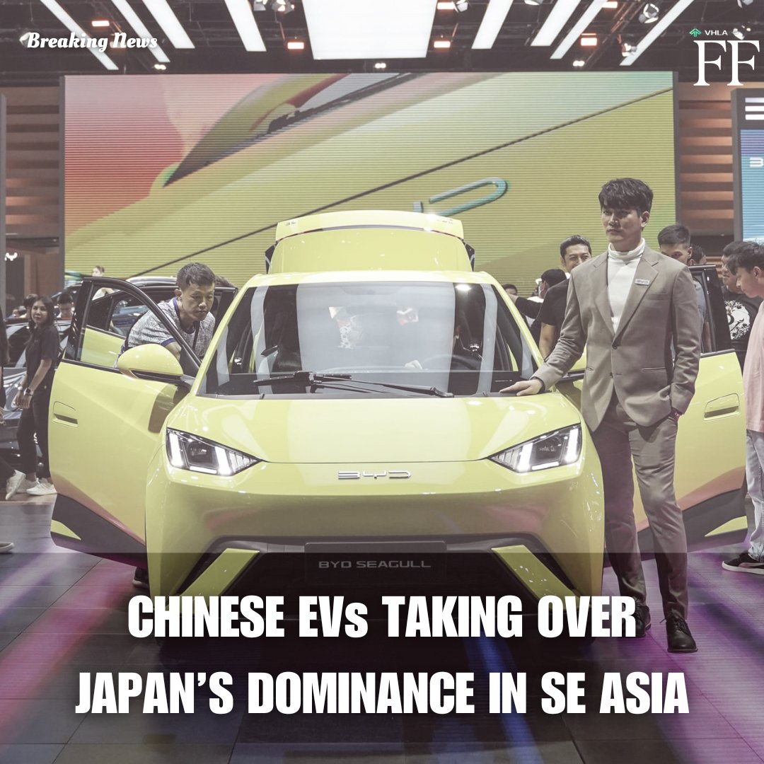 Chinese EVs are eating Japan’s lunch in Southeast Asia.

- China went from basically 0% to 5% of 3.3m annual sales.
- In Indonesia, BYD sales tripled this year, Toyota’s dropped 12%.

Cheap, flashy, and subsidy-boosted EVs are turning China into a real threat in Japan’s backyard.