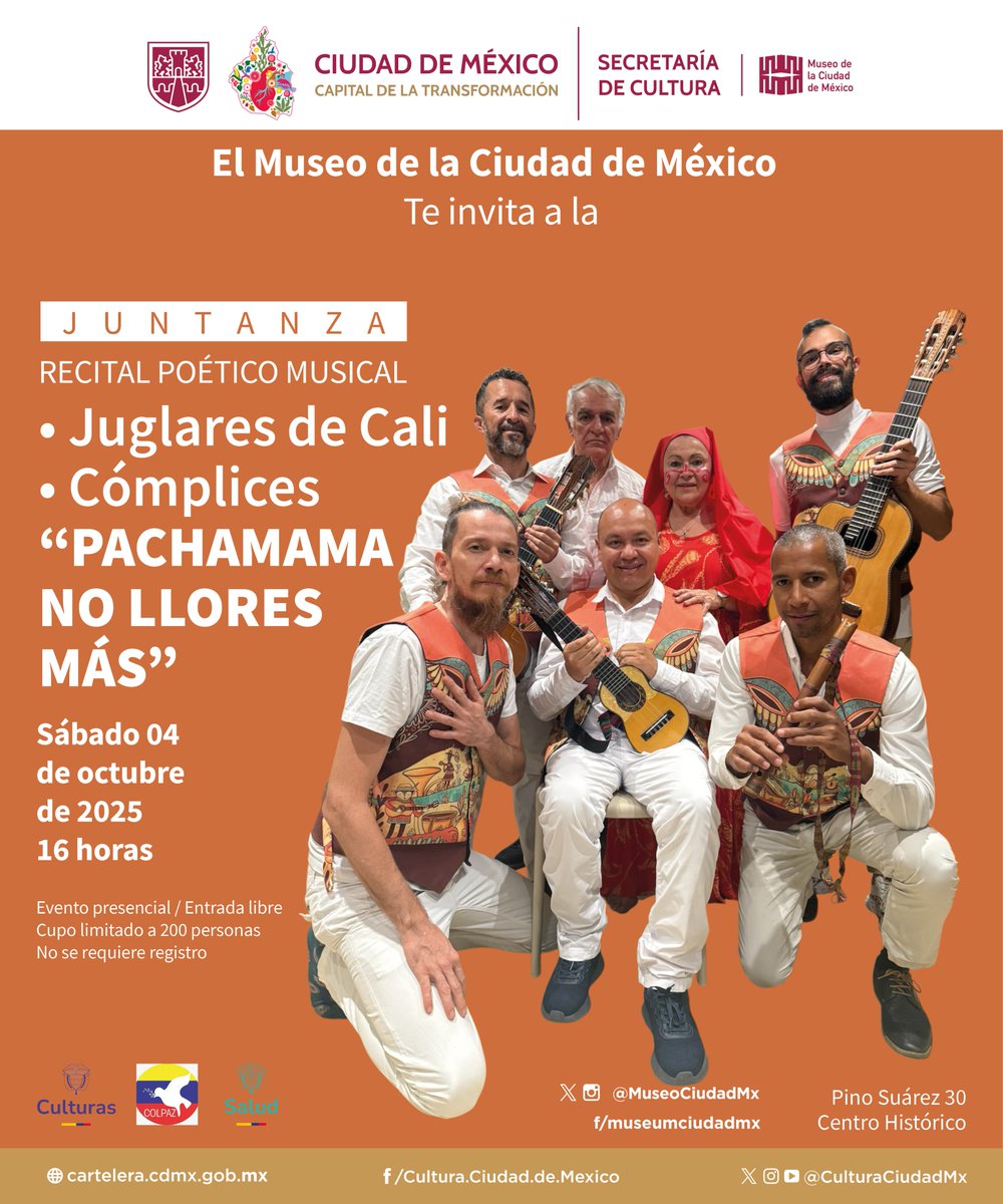 #Música | Voces, tambores y poesía para la tierra que nos da todo… Acompáñanos en la Juntanza de Juglares de Cali y Cómplices, donde Pachamama dejará de llorar y nos llevará a todos a un viaje de redescubrimiento cultural. 

📅 Sábado 4 de octubre, 16h
ENTRADA LIBRE SIN REGISTRO