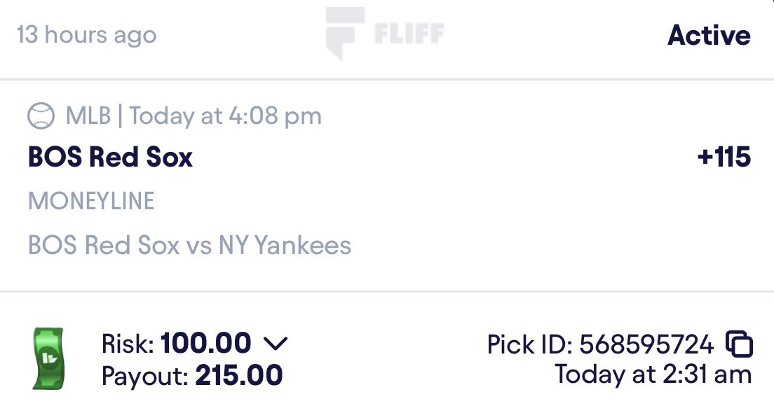 SchmittTheSharp's tweet photo. ⚾️Boston Red Sox ML: (+115) 4 Units
Red Sox are hot and the Yankees always choke in the post season. That and I like their starting pitcher more
#GamblingX #SchmittTheSharp #Baseball #Redsoxs #Yankees #MLB https://t.co/ynixBjbNXk