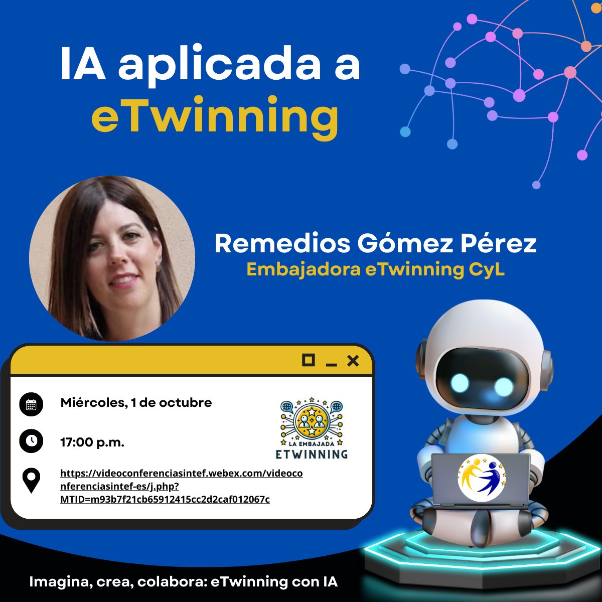 @ExtreTwinning (@extretwinning) on Twitter photo No olvides, Webinar-Taller IA aplicada a eTwinning. Miércoles, 01 de octubre de 2025 a las 17h.
run.gob.es/yuqIAeTwinning
<a href="/eTwinning_es/">eTwinning España</a>
<a href="/eTwinningEurope/">eTwinningEurope</a>
<a href="/EduSinFront_Ex/">Jornada Educar Sin Fronteras</a> No olvides, Webinar-Taller IA aplicada a eTwinning. Miércoles, 01 de octubre de 2025 a las 17h.
run.gob.es/yuqIAeTwinning
<a href="/eTwinning_es/">eTwinning España</a>
<a href="/eTwinningEurope/">eTwinningEurope</a>
<a href="/EduSinFront_Ex/">Jornada Educar Sin Fronteras</a>