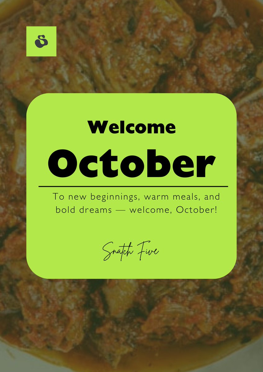 Snatchfive's tweet image. To new beginnings, warm meals, and bold dreams — welcome, October! 🥂🍁
Here’s to a month filled with fresh energy, quick wins, and flavors worth your time.

#HelloOctober #SnatchFive #TimeIsLuxury #BetterWithFive