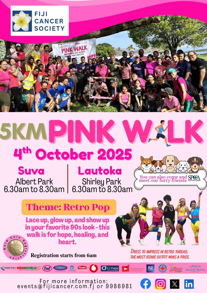 Join the Fiji Cancer Society 5 kilometres Pink Walk this  Saturday.