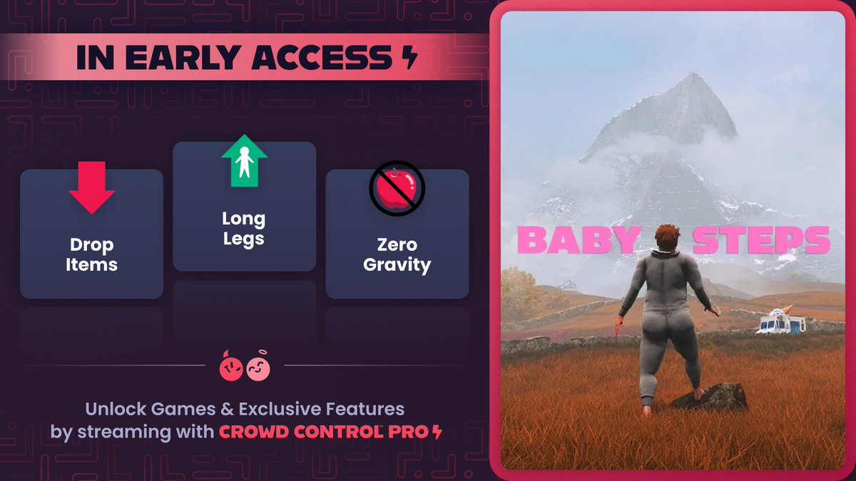 CrowdControl's tweet image. It's just one step after the other to get through this walking simulator... Simple right? 😏
Well, Baby Steps now has viewer interaction- it's in Crowd Control Early Access!
👣 crowdcontrol.live/game/baby-step…