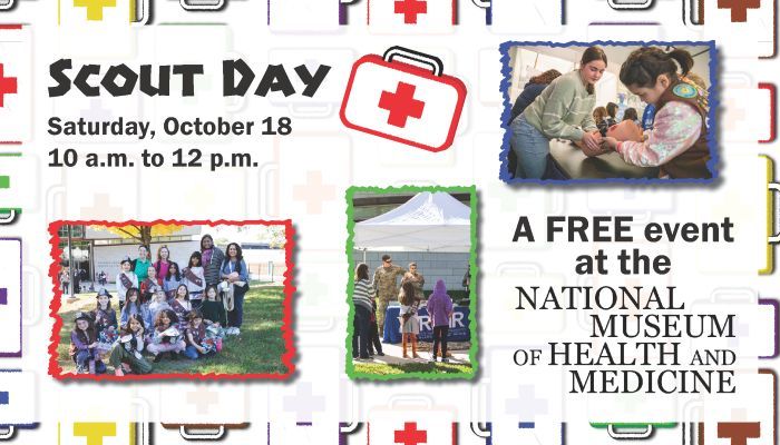 medicalmuseum's tweet photo. Join us for Scout Day at the NMHM on Saturday, Oct. 18, from 10 a.m. to noon. This hands-on event invites Scouts to explore the world of military medicine through STEM-based activities focused on first aid. For more information visit https://t.co/ddXdVJhhUP . https://t.co/BxRjJw56iJ
