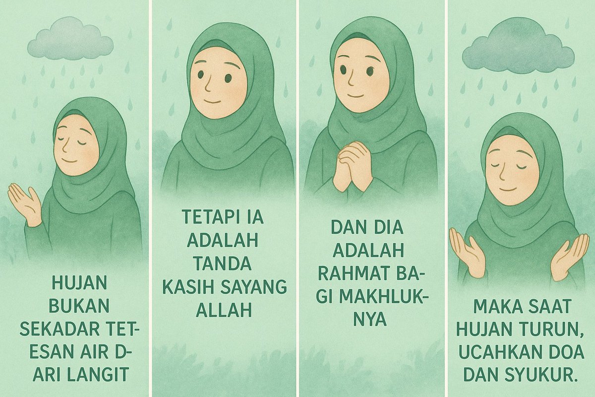 Rintik hujan membasahi ranting, daun dan tanah, tanda Alloh Ar Rohman