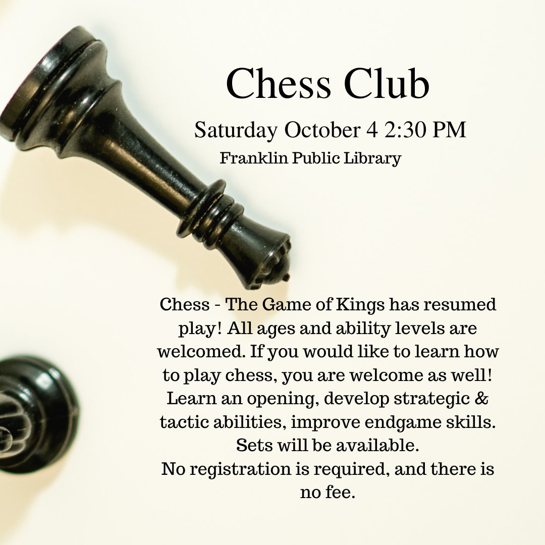FrkPublicLib's tweet image. Belfry Bats! It&apos;s #spookyseason!!!
Join us for a screaming good time at the library this week...
Fall Health Fair W 10-1 3PM
Drum Circle Th 10-2 2PM
Chess Club Sa 10-4 2:30
Mysterious Massachusetts Sa 10-4 3PM

Nothing scarier than missing out!
#franklinma #libraryevents