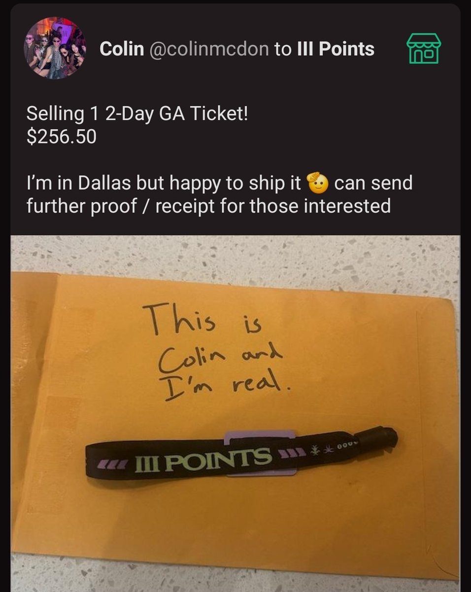 madiraves's tweet photo. Anyone needing an iiipoints ticket? My friend is trying to sell his! Trusted ✅️ message me! #iiipoints https://t.co/TSm61BW2om