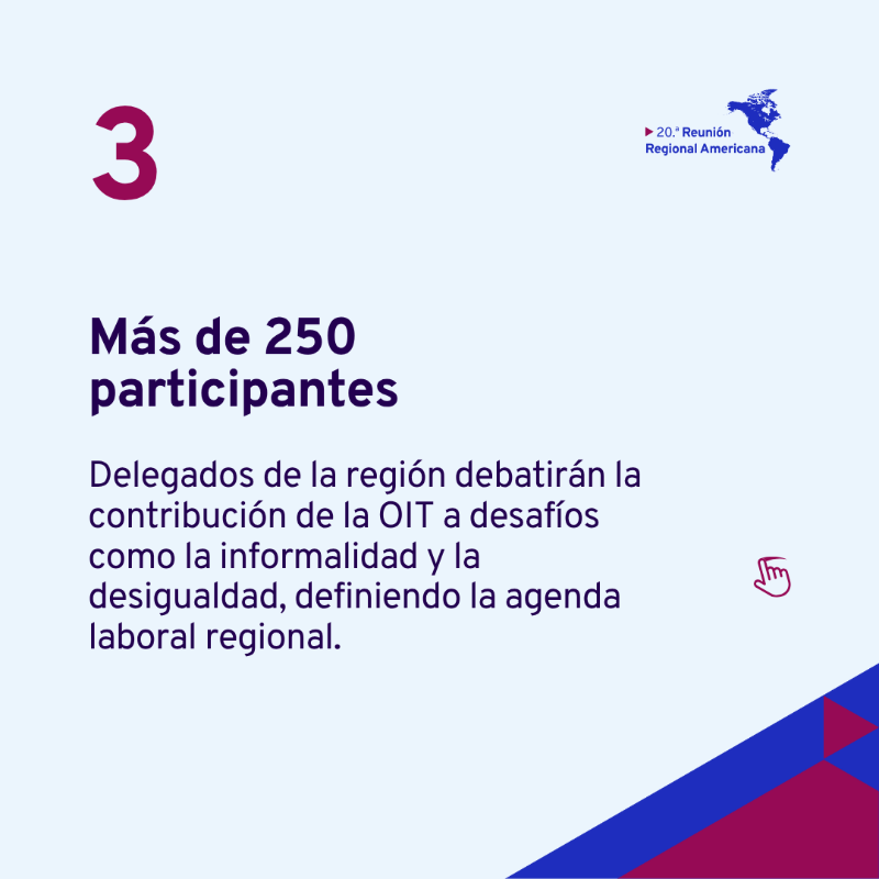 OITAmericas's tweet photo. 📌 ¿Por qué es importante la 20ª Reunión Regional Americana de la OIT?

Descubre en solo 4 datos lo que significa este encuentro que reúne a gobiernos, empleadores y trabajadores de toda las Américas🌎

👉 Desliza y entérate.

#RRA2025