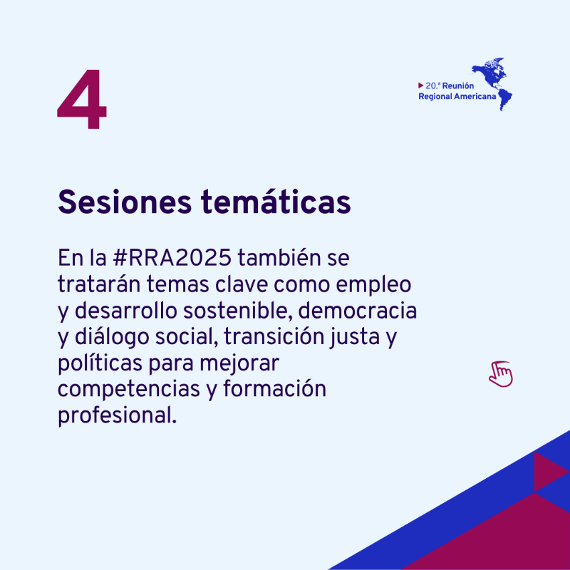OITAmericas's tweet photo. 📌 ¿Por qué es importante la 20ª Reunión Regional Americana de la OIT?

Descubre en solo 4 datos lo que significa este encuentro que reúne a gobiernos, empleadores y trabajadores de toda las Américas🌎

👉 Desliza y entérate.

#RRA2025