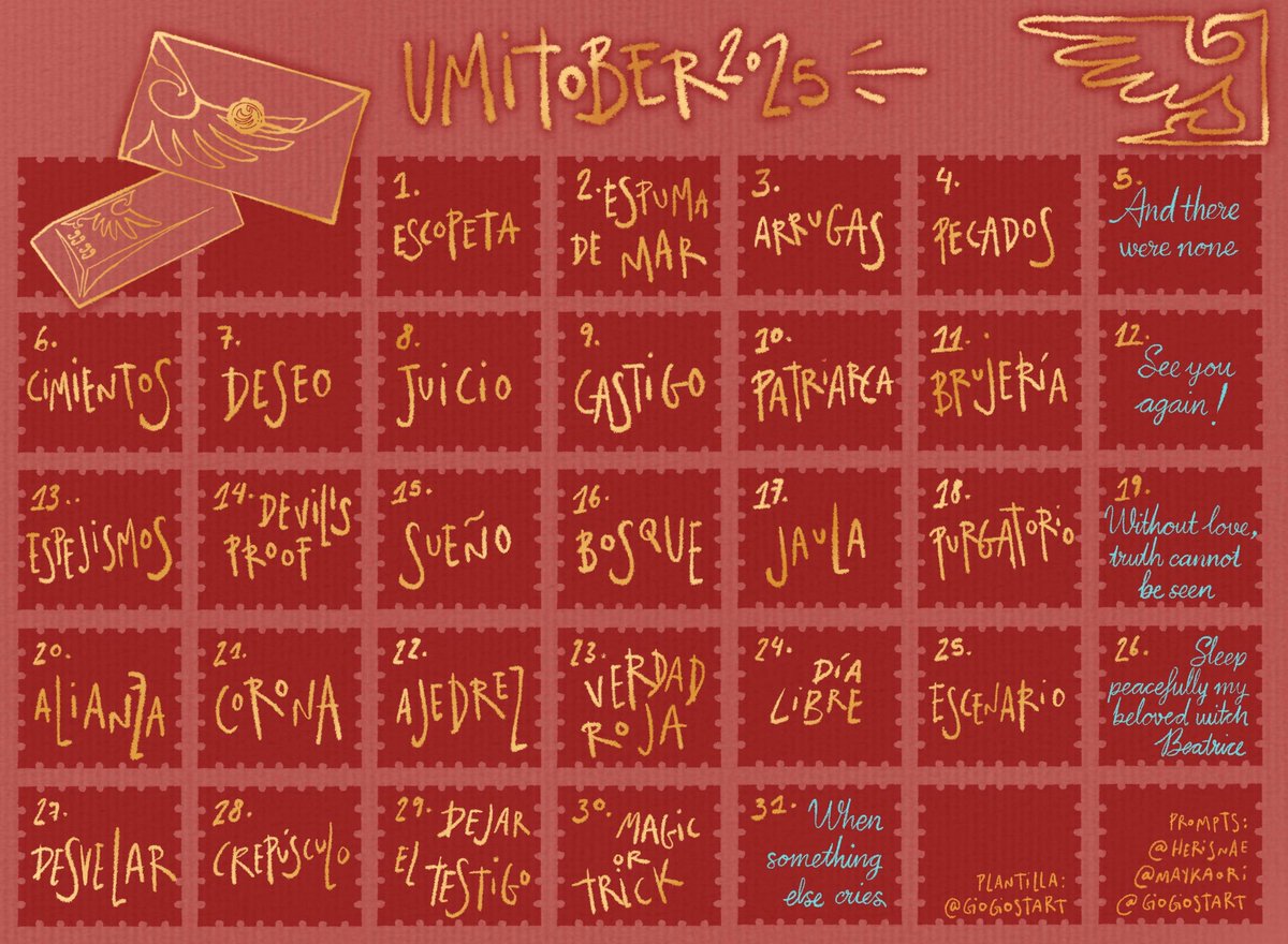 Lista de prompts para #Umitober!! 💌🥀🦋