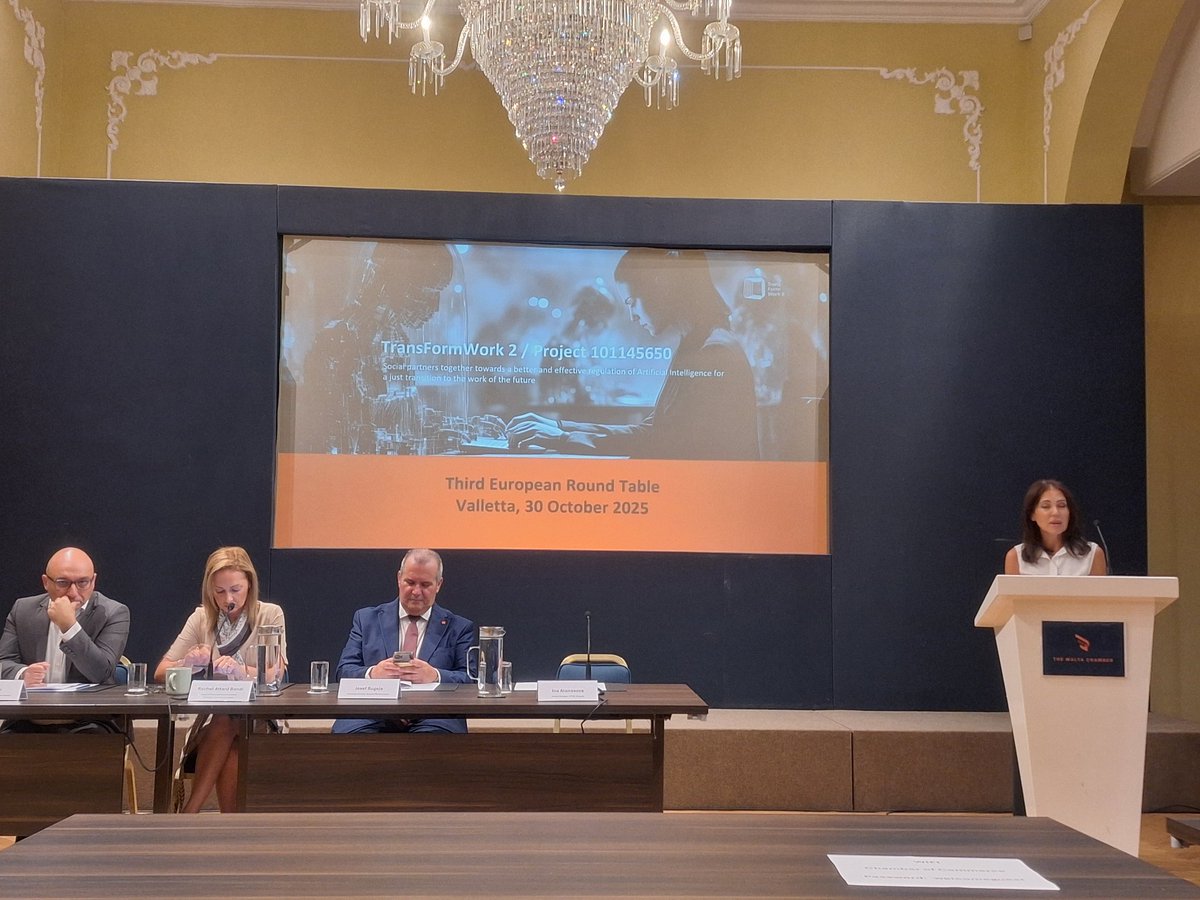 <a href="/OEB/">OEB</a> participates in the 3rd European Roundtable of TransFormWork 2, in Valletta, bringing Cyprus's voice to the debate on AI, work &amp; skills. Together with European partners,  we explore ethical AI, labour market &amp; future opportunities.