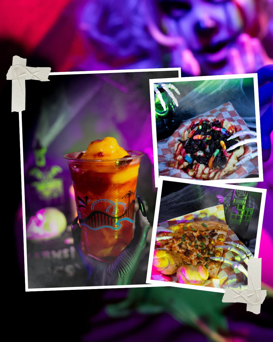sixflagsDK's tweet image. Sink your teeth into our limited-time Fright Fest bites… before they disappear into the night! 🕸️🍴#SixFlags #FrightFest #themeparkFood #foodies