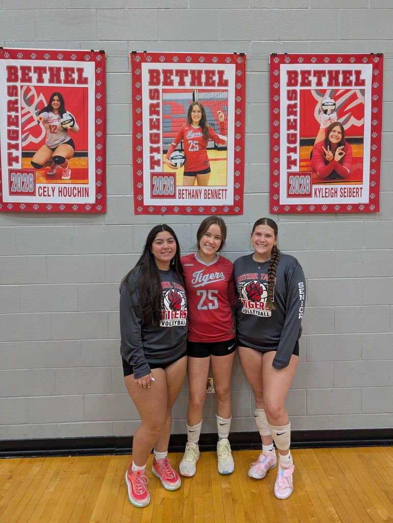 🏐 Volleyball Senior Night shoutout to Cely, Bethany &amp; Kyleigh! ❤️🐾 Thank you for leading with heart and pride. Once a Tiger, always a Tiger! #TigerPride #SeniorNight #BTBetterTogether