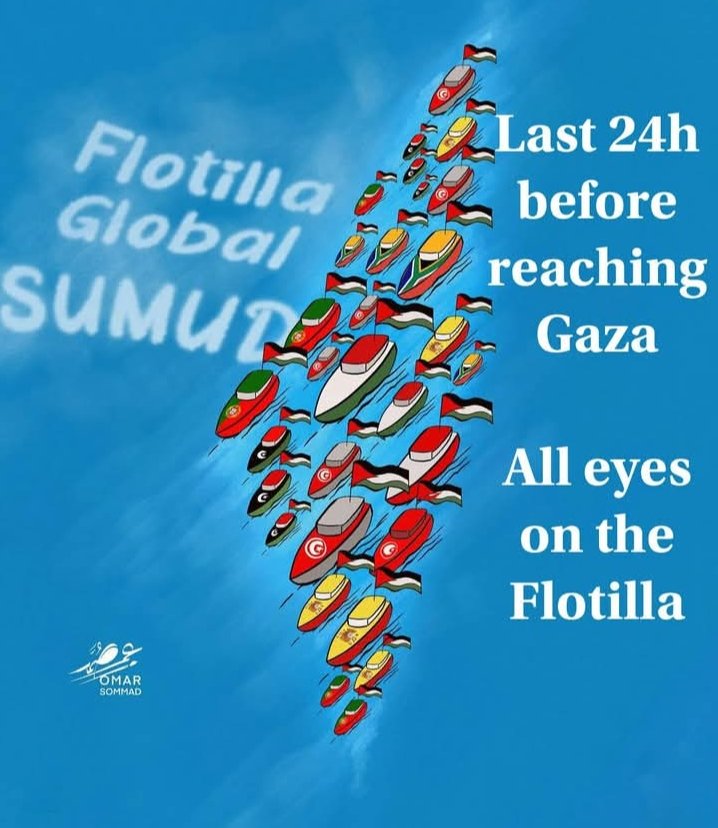 MariemSlam67088's tweet photo. The global Sumud Flotilla is near to Gaza. 
With all heart with you ❤️🍉❤️🇵🇸🇵🇸🇹🇳🇹🇳
#Freepalestine
#GazaGenocide 
#IsraelTerroristState https://t.co/rR2KJbE6y1