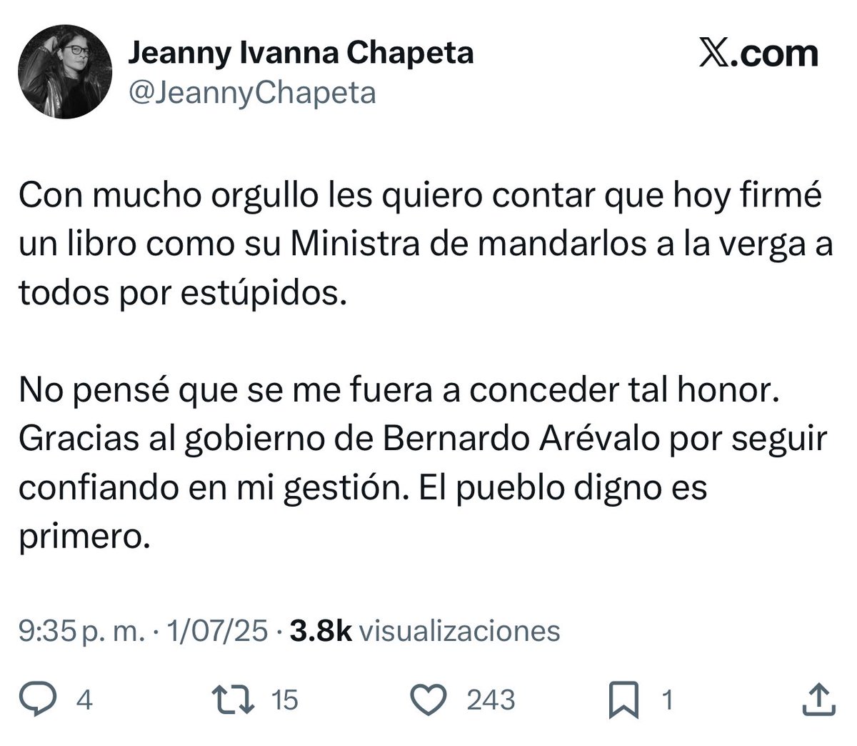 Por tratar así a la ciudadanía es que el gobierno impuesto por la AID le paga más de Q.11,000.00 mensuales a esta impresentable. ¡Y el Presupuesto subiendo porque no alcanza y el Ministro de Finanzas asegurando que el mismo se está ejecutando debidamente! #CorrupciónGT #CORRUPTO