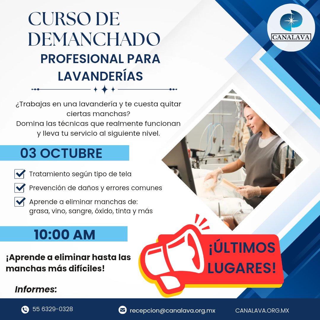 CANALAVA's tweet image. 🧽✨ Curso Profesional de Desmanchado para Lavanderías ✨🧽

¡Aprende a eliminar hasta las manchas más difíciles! 🫧🏪📢👌👕👖

Domina las técnicas que realmente funcionan y lleva tu servicio al siguiente nivel. 🫧🔝✅️🤑

💻 Online  #lavandería #desmanchado #manchasdifíciles