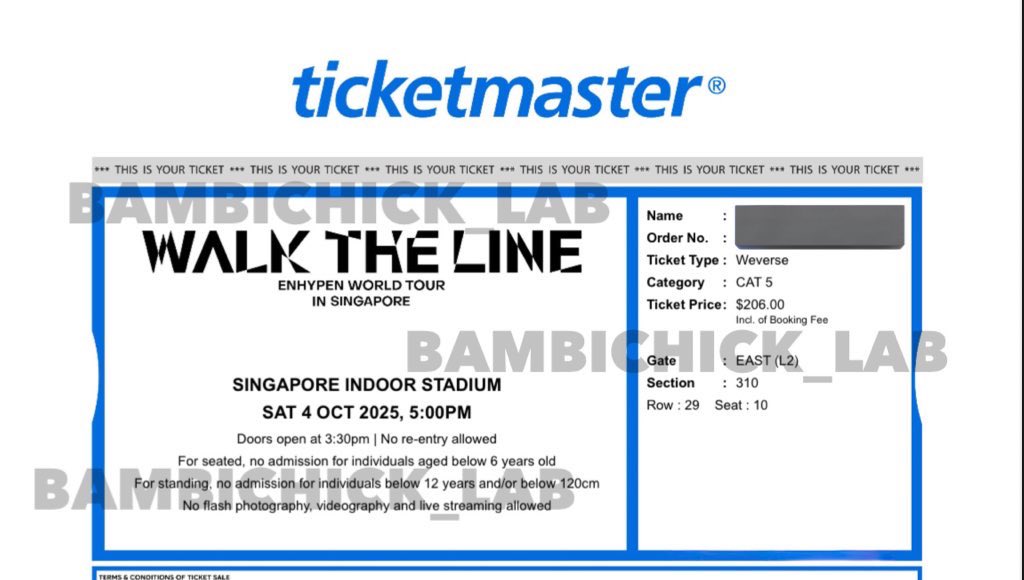 bambichick_lab's tweet photo. wts - Enhypen Walk the Line in Singapore UNDERPRICE!

1x cat 5, sec 310 row 29 - Day 2 (Sat, Oct 4th) 

price : 2,3jt | 180 SGD | 4500 THB

PDF TICKET ⭕️

dm me for more info

t. wts wtb lfb lfs enhypen wtl sg 엔하이픈 싱가폴 콘서트 티켓 양도 https://t.co/u0ZwZ61fgA