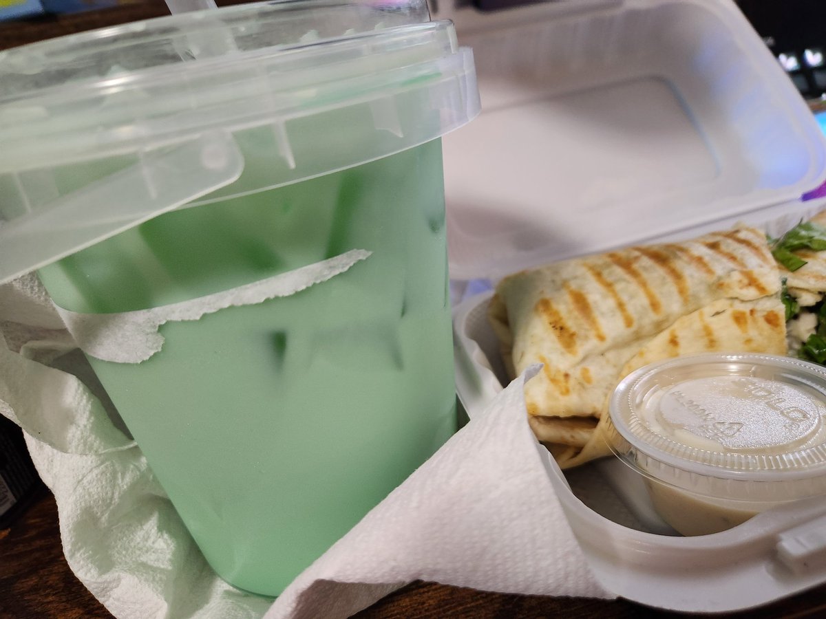 Caesar wrap and 32oz COFFEE BUCKET!! (and cream puffs not shown) Great lunch!!