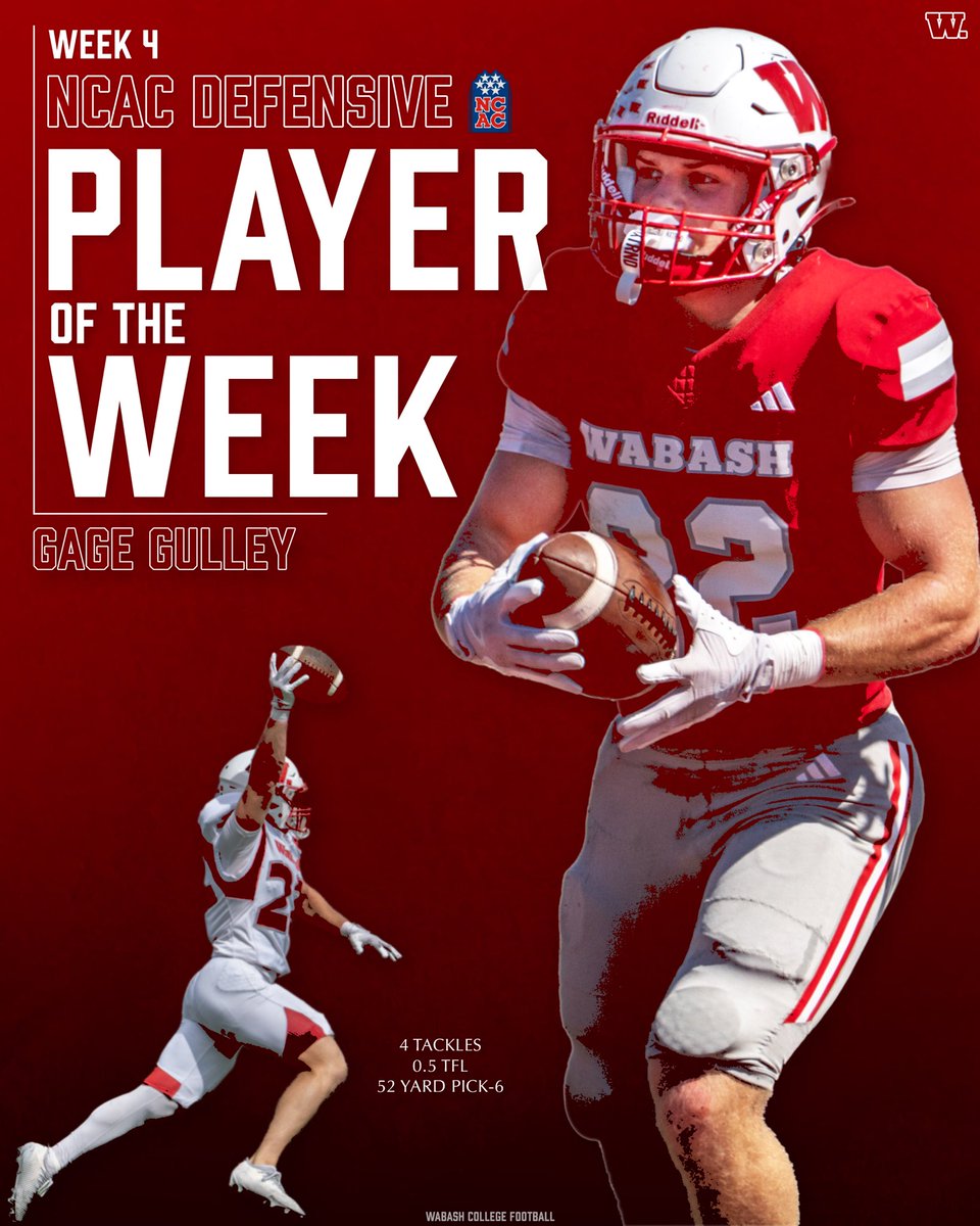 Making plays when it matters most. Gage Gulley is your Week 4 <a href="/NCAC/">NCAC</a> Defensive Player of the Week!