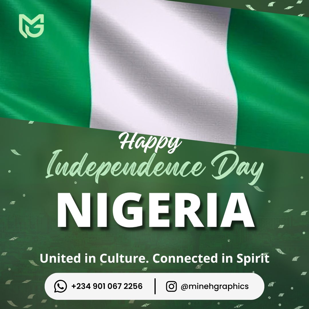 minehgraphics's tweet photo. Nigeria is 65 today! 🇳🇬
Here’s our Independence Day flyer template 💚🤍💚
Need unique flyers &amp; customizable templates? Contact us today.

WhatsApp: +2349010672256 | Email: minehgraphics@gmail.com

#nigeriaat65 #independenceday2025 #flyertemplate #graphictemplates #graphicsdesign https://t.co/k7LuhJo6XI