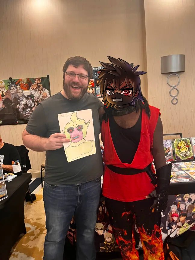 Last Sunday, It was St Louis #AnimeFest and it’s been fun. It was my first Con and first time meeting the two English VA, Greg Dulcie and Aaron Campbell.
I draw Smoker for Greg and Majin Duu for Aaron and they love it &amp; accepted to keep. I hope we meet again