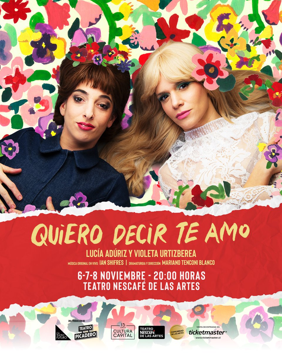 💌 Quiero decir te amo 🎭 Llega a nuestro espacio la aclamada obra teatral argentina escrita y dirigida por <a href="/MarianoTenconi/">Mariano Tenconi Blanco</a>, protagonizada por Lucía Adúriz y <a href="/violeurtizberea/">violeta urtizberea</a>, con música en vivo de Ian Shifres | 6-7-8 Nov 20 Hrs

Info: teatro-nescafe-delasartes.cl/evento/quiero-…