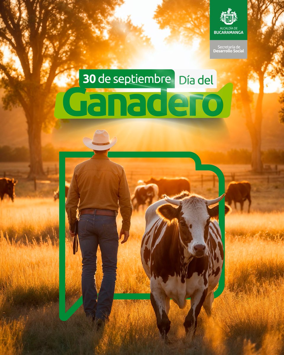 🌾🐄 Hoy celebramos a quienes, con esfuerzo, pasión y compromiso, trabajan desde el amanecer para alimentar al país y cuidar de nuestras tradiciones. Gracias, ganadero, por tu labor incansable en el campo.

¡Feliz Día del Ganadero!
