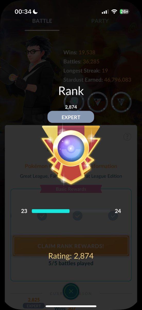 From late Expert to early Legend is just one step hopefully 🙏🏻 playing something you hate really works apparently 🤣 
#PokemonGO