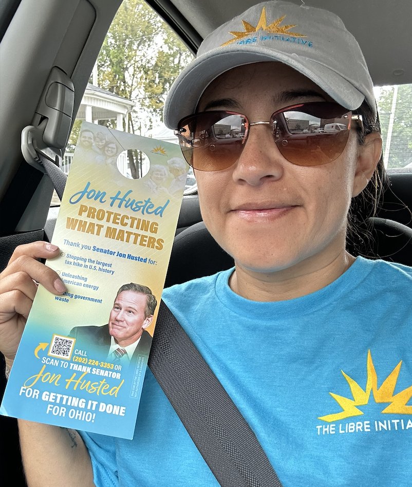LibreOhio's tweet photo. Our canvassers are out knocking, thanking @SenatorHusted for cutting government waste and stopping tax hikes. #ProtectProsperity https://t.co/1O9IWvcIkj