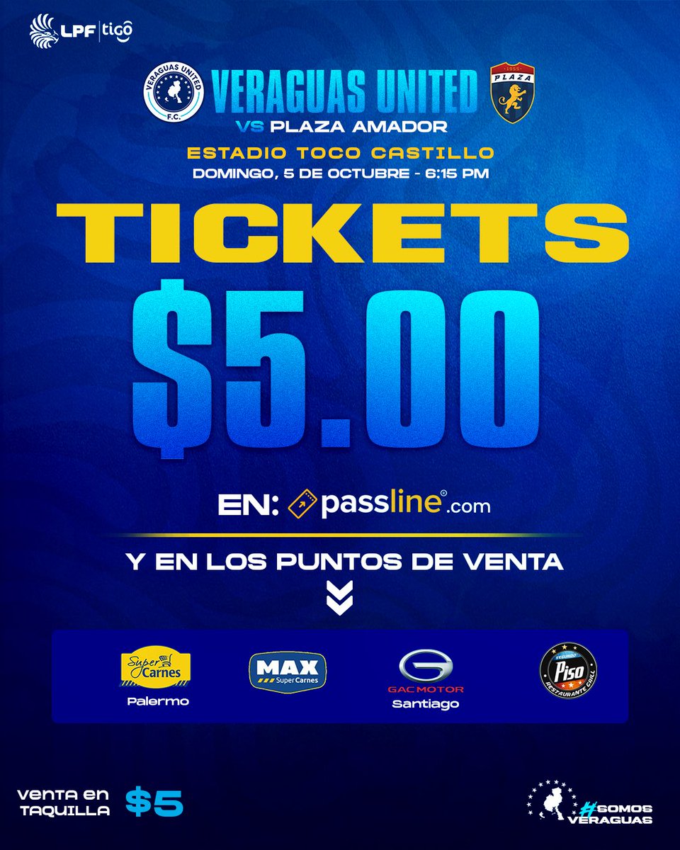 💙🏹¡𝗗𝗨𝗘𝗟𝗢 𝗗𝗘 𝗟𝗜𝗗𝗘𝗥𝗘𝗦!💪🏻
El próximo domingo recibimos al Plaza Amador en nuestra casa, el Estadio Aristocles “Toco” Castillo. 

✊🏻Invitamos a nuestra afición Veragüense a asistir al estadio a apoyar a nuestros guerreros!!

#SomosVeraguas