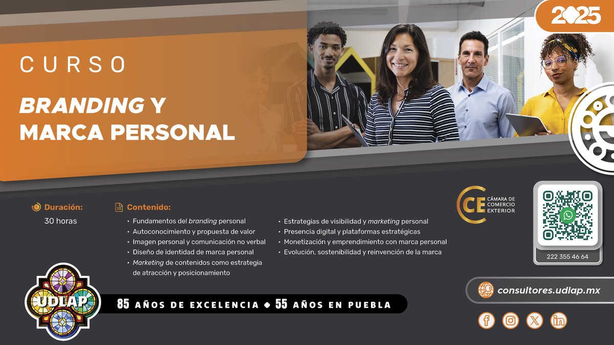 🌟 Tu marca personal es tu carta de presentación.
Aprende a proyectar tu identidad de forma estratégica para abrir más oportunidades.

📅 Inicio: 2 de octubre | ⏳ 30 h | 💻 En línea
✅ Informes e inscripciones: wa.me/522223554664
🎓 <a href="/udlap/">UDLAP</a> 
👩‍🏫 <a href="/coca_sevilla/">Coca Sevilla</a>