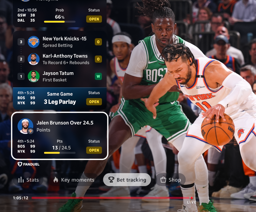 FOS's tweet photo. Amazon will feature personal bet tracking during NBA games streaming on Prime.

Fans can connect their FanDuel accounts to view their bets while watching games live. https://t.co/Ihd1tctEt8