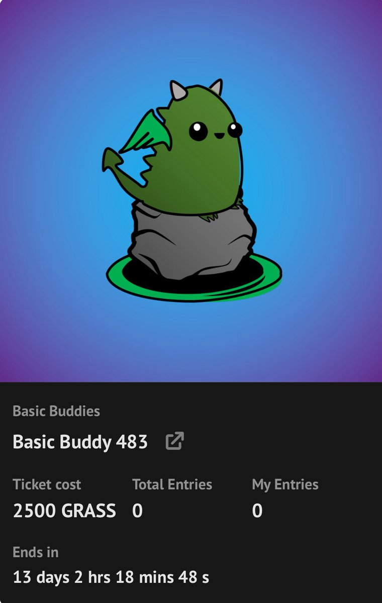 MHeepow's tweet image. New $GRASS raffles are live at heepow.me/raffles
@StudioSEV3N DUDE!
@PurDoodles BASIC BUDDY
@Flemish_Giants CLONE
Good luck to all!