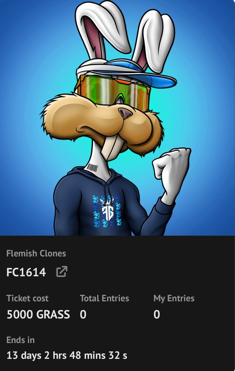 MHeepow's tweet image. New $GRASS raffles are live at heepow.me/raffles
@StudioSEV3N DUDE!
@PurDoodles BASIC BUDDY
@Flemish_Giants CLONE
Good luck to all!