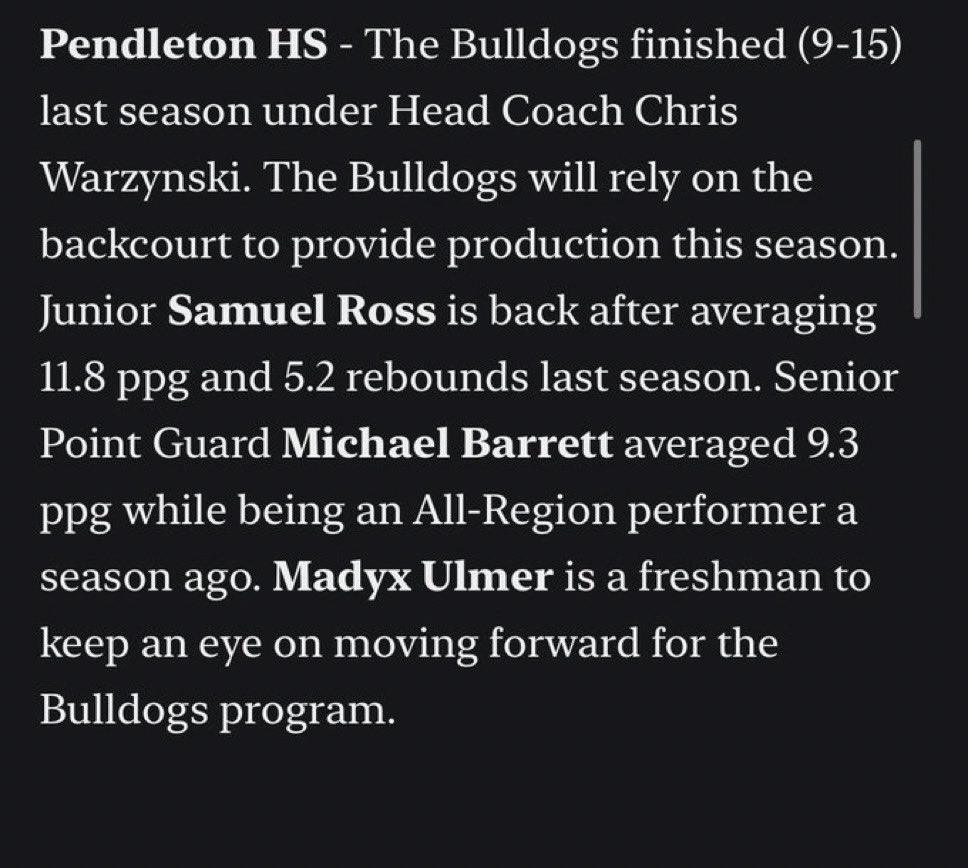 thanks for the recognition <a href="/Swanny1973/">Bret Swanson</a> 
big season coming up <a href="/Mike_barnett4/">Mike Barnett</a> <a href="/Madyxulmer10_/">Madyx Ulmer</a> <a href="/Pendleton_BBall/">Pendleton Basketball</a> @NexLevelElite_ t