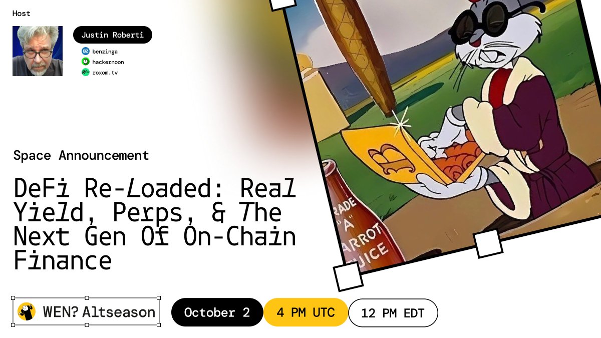 🚨DeFi Re-loaded: Real Yield, Perps &amp; the Next Gen of On-Chain Finance 🚨

From real yield plays to perp dominance, DeFi’s gearing up for its next cycle. We’ll break down what matters and what’s just noise

🗓 Thu, Oct 2 | 4 PM UTC | 12 PM EDT
Set your reminder 👇