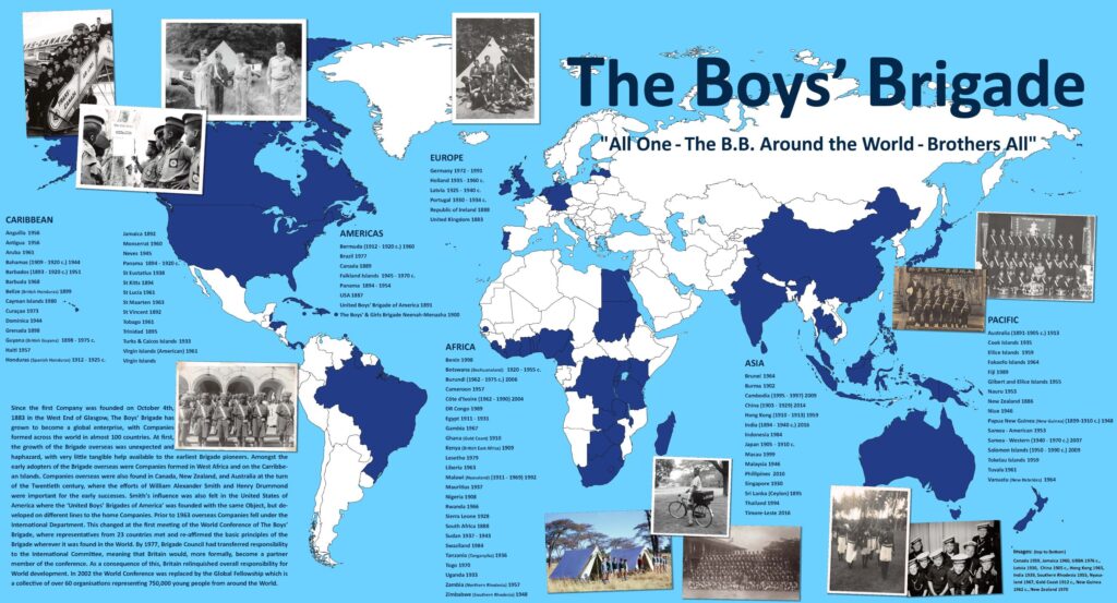 World Map

Do you know where in the world The Boys' Brigade has spread to?

Read all about it here >>thebbmuseum.org/the-boys-briga…