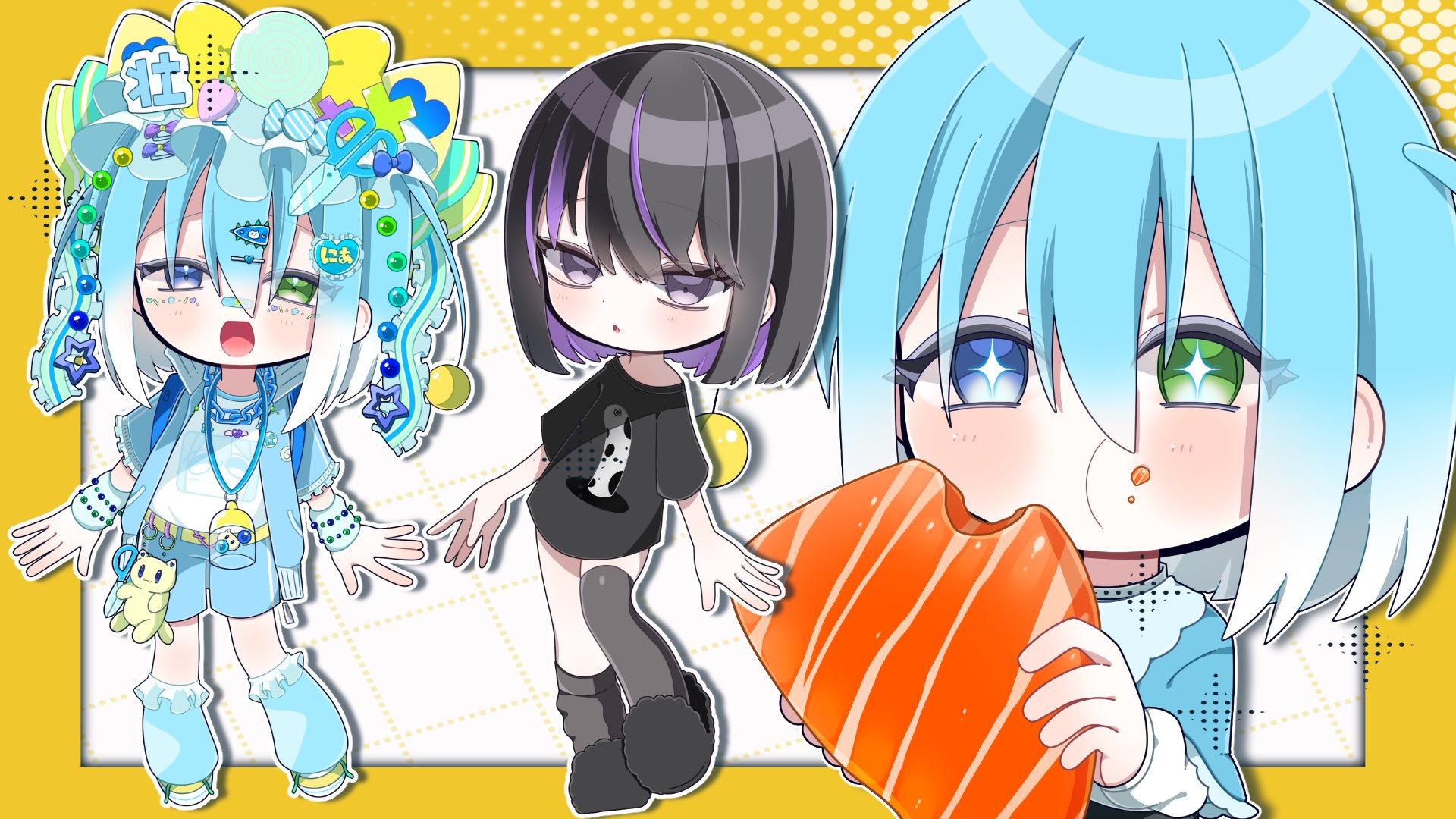 ◇手描きイラスト◇ももせんべい様用頁 うまく色塗れる気がしない(T . T) #白上フブキ #星街すいせい