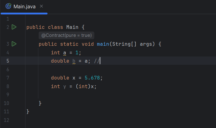 OluwatobiZacch1's tweet image. 🎯 Day 23: Type Casting in Java

👆 In this example:

int → double = implicit (widening) ✅ safe, no data loss

double → int = explicit (narrowing) ⚠️ decimals cut off

Implicit = automatic.
Explicit = manual.
#Java #TypeCasting #Widening #Narrowing #LearnJava #Coding
