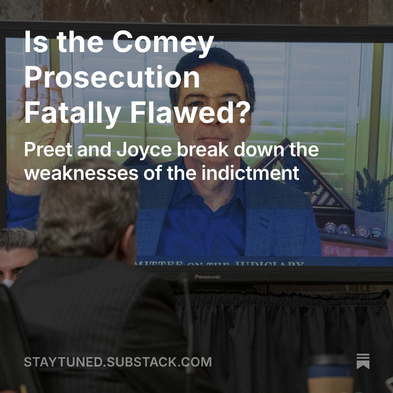 “He is the victim of inappropriate, illegitimate, likely unlawful retribution by the president of the United States.” - <a href="/PreetBharara/">Preet Bharara</a> reacts to the Comey indictment. Listen to a new episode of the <a href="/cafedotcom/">CAFE</a> Insider podcast with <a href="/JoyceWhiteVance/">Joyce Alene</a>: cafe.visitlink.me/Ua3WG2