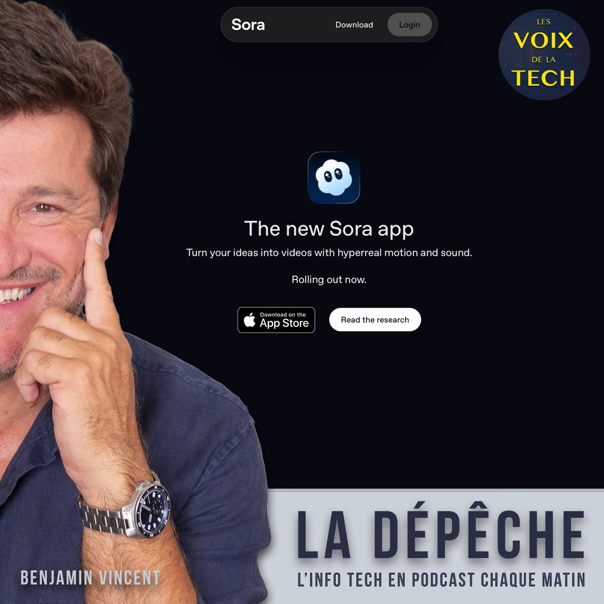benjaminvincent's tweet image. #Sora2, #InstantCheckout : avec @OpenAI, quand ce n&apos;est pas une annonce par jour, c&apos;est deux annonces par jour ! C&apos;est mon sujet de ce mercredi dans “La dépêche“, le format audio quotidien décliné de mon #podcast hebdo @LesVoixdelaTech : abonnez-vous pour en profiter !
🎧…