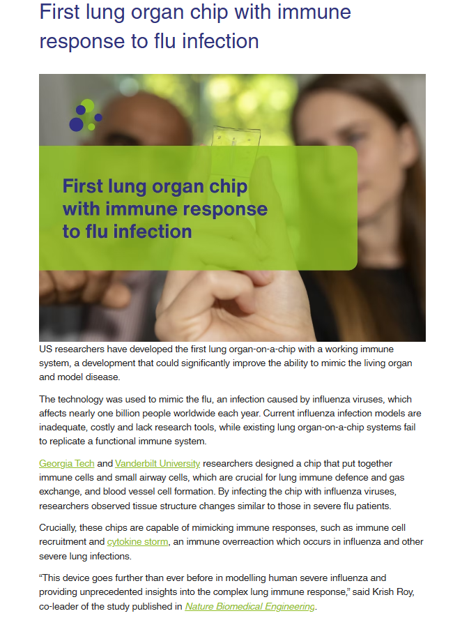 Dr_ASingh's tweet image. Thank you, European Animal Research Association (EARA) @The_EARA, for featuring our immune-competent human Lung-on-a-Chip, just published in Nature Biomedical Engineering @natBME. 
eara.eu/post/first-lun… 
@RachelRingquist @KrishRoyLab @GTResearch_ @GeorgiaTech @VanderbiltU