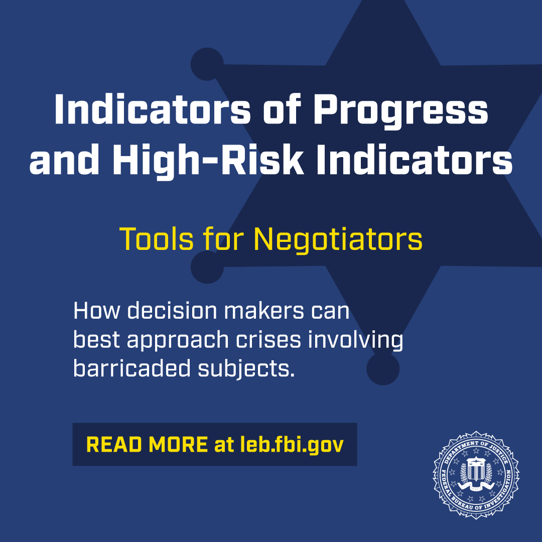 The FBI's Law Enforcement Bulletin highlights the work of the FBI and our law enforcement partners. This month, learn how negotiators approach crises involving barricaded subjects. Read more at leb.fbi.gov.