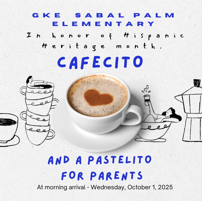 GKE Sabal Palm Elem (@gkesabalelem) on Twitter photo To celebrate Hispanic Heritage, we welcome parents tomorrow for a morning treat. <a href="/MDCPSNorth/">M-DCPS North Region</a> <a href="/SuptDotres/">Jose L. Dotres, Ed.D.</a> To celebrate Hispanic Heritage, we welcome parents tomorrow for a morning treat. <a href="/MDCPSNorth/">M-DCPS North Region</a> <a href="/SuptDotres/">Jose L. Dotres, Ed.D.</a>